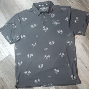 Tattoo Golf | Aloha Collection Grey Palm Tree AOP Golf Polo Sz 2XL